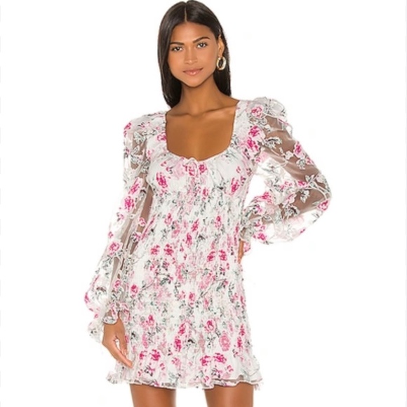 For Love and Lemons Lovell Burnout Smocked Mini Dress - Picture 4 of 5